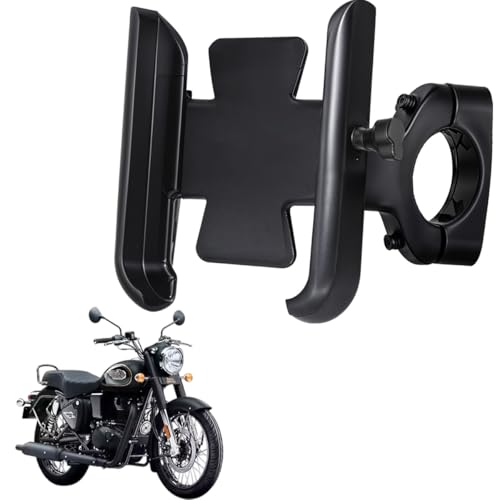 WHIPONE CNC Metal Bike Mobile Holder Compatible for Royal Enfield Bullet 350, 360° Rotation Phone Mount Cradle for Bicycle & Motorcycle, Handlebar for All Smartphones, Anti-Slip, Full Grip (Black)
