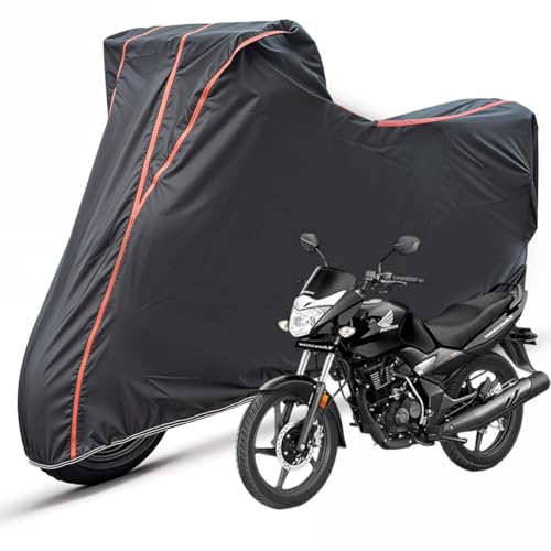 WHIPONE Two Wheelers Bike Body Cover Compatible for Honda CB Unicorn 150, UV Resistant, Dustproof, Triple Stitched, Elastic Bottom, Red Piping Motorcycle Cover (Black, Pack of 1)