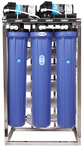 WHOLER 100 LPH Commercial RO Water Purifier Plant - Stainless Steel Body with TDS Adjuster, UV Filtration & Auto Shut-Off - Fully Automatic System for Offices, Schools and Factories- 100LPH RO