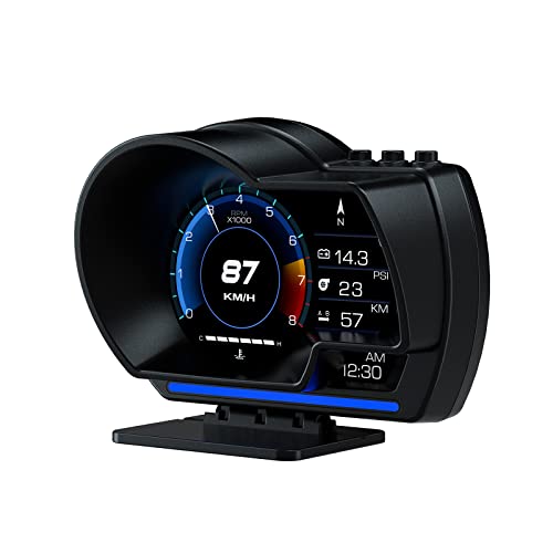 wiiyii Car HUD Head Up Display P6, OBD+GPS Smart Gauge, Works Great for Most Cars (190 Grams)