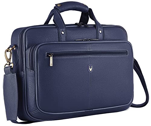 WildHorn Genuine Leather Office Bag for Men | Classic 15.6-Inch Laptop Bag with Adjustable Straps & Multiple Compartments | Sleek, Durable, and Perfect for Office, Business & Travel | 1-Year Warranty