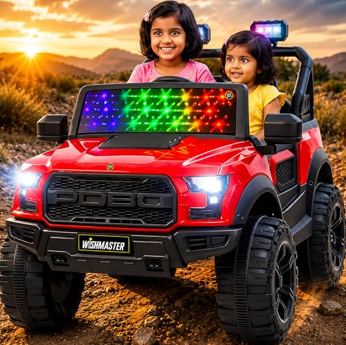 Wish Master 4x4 Off-Road Electric Ride-On Jeep for Kids | 12V Battery, Remote & Manual Drive | Big Size Jeep with Music, Lights & Safety Belt
