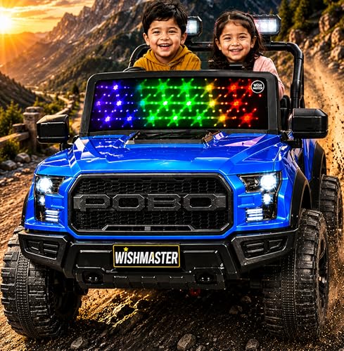 Wishmaster 4x4 Driving EV Cars for 1, 2, 3, 4, 5, 6 Years | Remote + Steering + Mobile App Control | Kids Jeeps (Medium Size F-Raptor [1-8 Year Kids], Royal Blue)