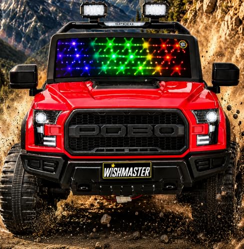 Wishmaster Driving 4 Motor EV Cars for 1, 2, 3, 4, 5, 6, 7, 8 Years Boys & Girls | Remote + Steering + Mobile App Control | Kids Jeeps (Medium Size F-Raptor [1-8 Year Kids])