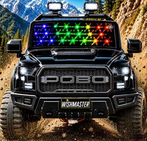Wishmaster Driving 4 Motor EV Cars for 1, 2, 3, 4, 5, 6, 7, 8 Years Boys & Girls | Remote + Steering + Mobile App Control | Kids Jeeps (Medium Size F-Raptor [1-8 Year Kids])