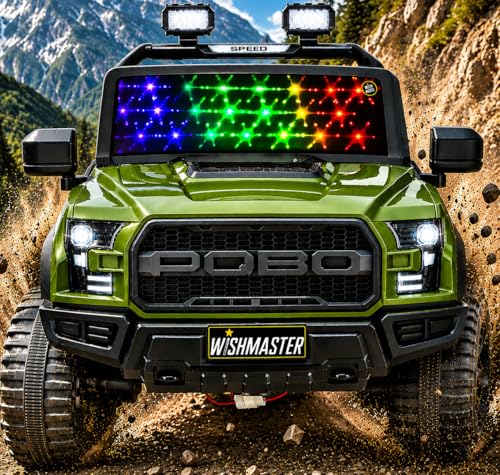 Wishmaster Driving 4 Motor EV Cars for 1, 2, 3, 4, 5, 6, 7, 8 Years Boys & Girls | Remote + Steering + Mobile App Control | Kids Jeeps (Medium Size F-Raptor [1-8 Year Kids])