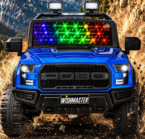 Wishmaster Driving 4 Motor EV Cars for 1, 2, 3, 4, 5, 6, 7, 8 Years Boys & Girls | Remote + Steering + Mobile App Control | Kids Jeeps (Medium Size F-Raptor [1-8 Year Kids])