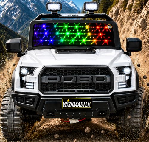 Wishmaster Driving 4 Motor EV Cars for 1, 2, 3, 4, 5, 6, 7, 8 Years Boys & Girls | Remote + Steering + Mobile App Control | Kids Jeeps (Medium Size F-Raptor [1-8 Year Kids])