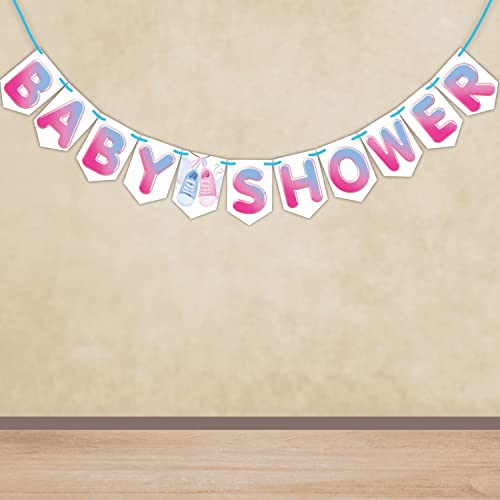 Wobbox Baby Shower Bunting Banner Blue & Pink Gradient 