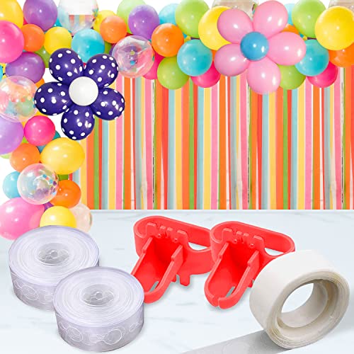 Wobbox Balloon Decorations 100 Sticky Dots, 2 (5M) Garland Tape Knot For Party Decoration Birthday Items-Plastic 104 Pcs Multicolor