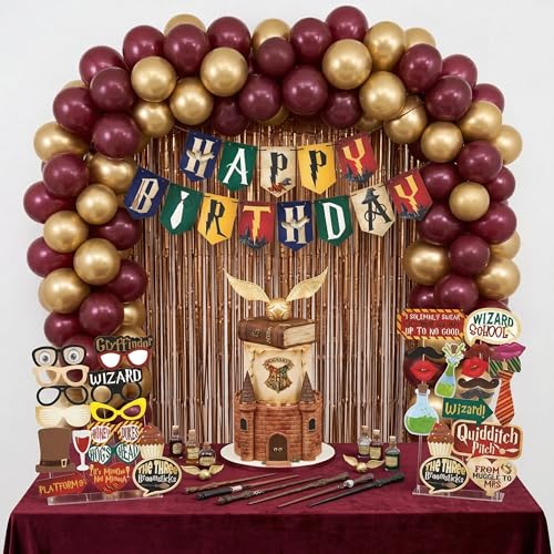 Wobbox Harry Potter Theme Birthday Decoration Set Happy Birthday Bunting Banner & Themed Party Props Premium Quality Party Supplies for Kids, Boys, Girls & Adult Fans-(FP6228)