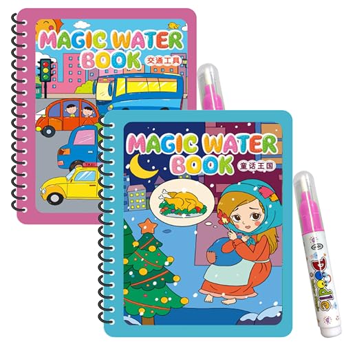 Wobbox Magic Book With Magic Doodle Pen - Reusable Magic Water Quick Dry Book, Magic Water Cooring Book For Return Gifts, Water-Reveal Educational Activity Toy for Growing Kids (Set of 2) (4Pcs)