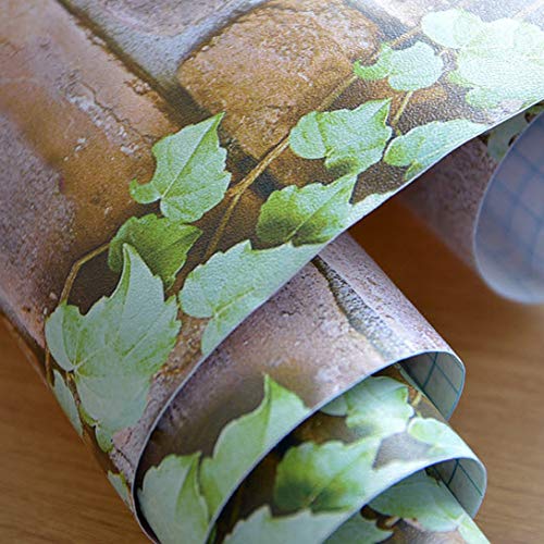 wolpin 3D Bricks and Vine Wallpaper (45 x 500 cm, Vine Brown)