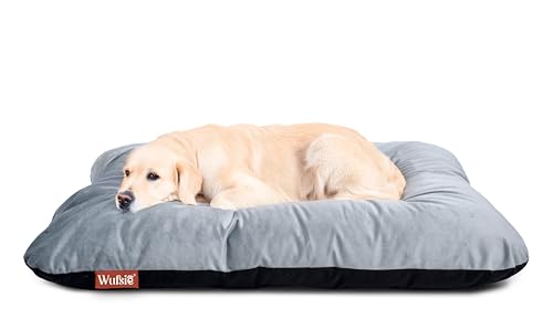 WUFSIE Dog Bed Large 70x100cm | Reversible Premium Velvet Black & Grey Pet Bed | Soft, Washable & Durable Bed for Dog and Cat for Everyday Comfort & Relaxation