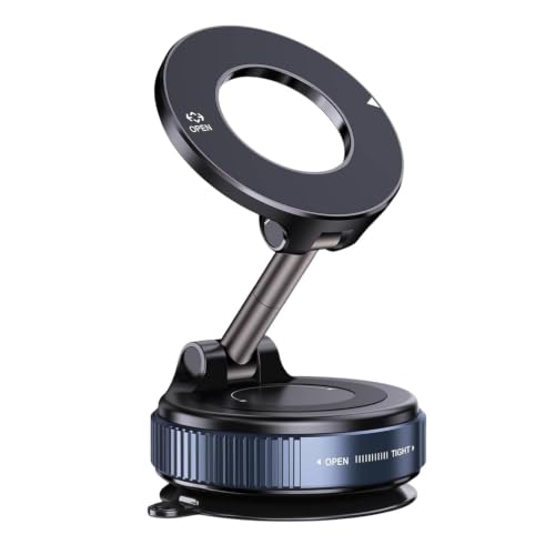 WUTEKU 2026 Upgraded Vacuum Ultra Suction K007 Magnetic Phone Holder, 98LBS Strongest Suction & 2600gf Magnetic for Magsafe Car Mount, 360° Adjustable Foldable Holders for Your Car for All Smartphones