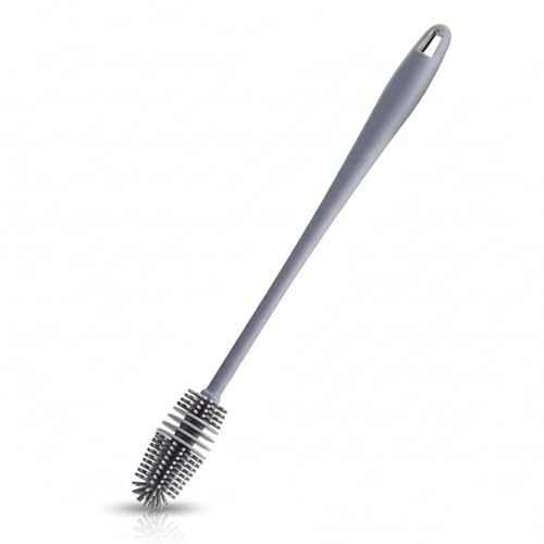 XML Bottle Cleaning Brush Silicone Long Handle for Baby Bottle, Water Bottle, Containers, Vase and Glass, Bottle Cleaner for Home and Kitchen Accessories Item Products (28-CM-Silicone-Grey-Brush)