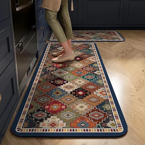 Yagzon Anti Fatigue Kitchen Rug Sets 2 Piece Non Slip Kitchen Mats for Floor Cushioned Kitchen Rugs and Mats Waterproof Comfort Standing Mat Runner for Kitchen