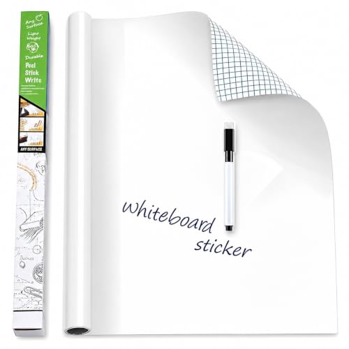 YAJNAS 60x200 CM Whiteboard Sticker for Kids, Home, School & Office, Self-Adhesive Removable, Waterproof White Board Sticker Perfect for Writing & Drawing on Smooth Surfaces -2 x 6.5 Ft