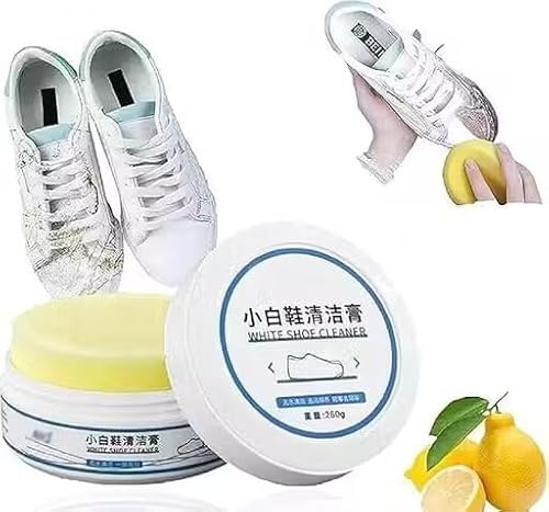 Ydbv White Shoe Cleaning Kit with 80pcs Wipes, 260gm Cream and Brush, Compatible with Leather, Synthetic, Mesh, Footwear Care Kit, Pack of 3 (White)
