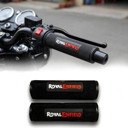 YM Grip Covers for Royal Enfield Written, Universal for Royal Enfield Bikes, Set of 2pc (Red)