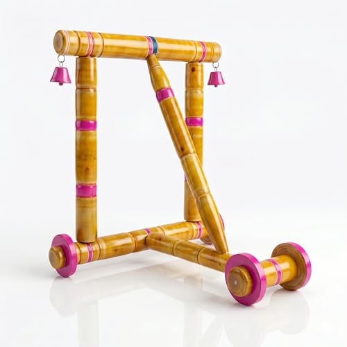 YOUVERSE Traditional Wooden Baby Walker for 9-18 Months | Nadavandi Push Walker for Kids | Handmade Push Walker | Baby Push Wagon & Activity for First Steps | Sturdy & Safe for Baby (Gold)
