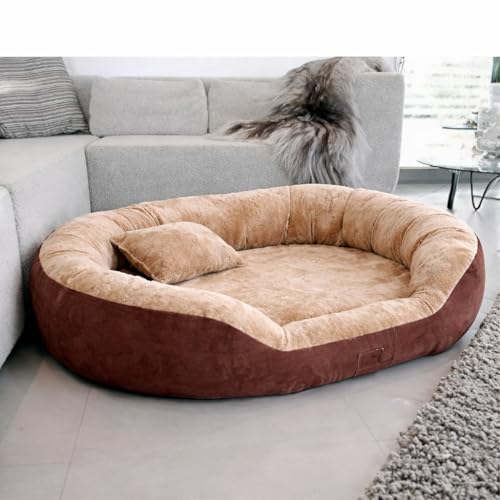 ZENIPUP Premium Fur 4XL Dog Bed for Large Dogs | Orthopedic Washable Pet Bed with Fiber Filling, Anti-Slip Bottom & Calming Support | Luxury Mattress for Labrador, German Shepherd, Husky & More (4XL)