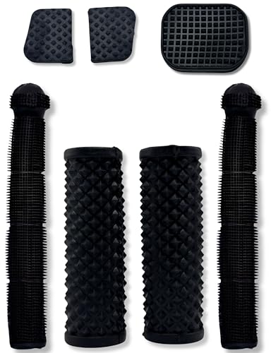 ZENITH New Universal Scooty, Motorcycle Soft Rubber Handle Grip Cover, Non-Slip Design, Durable Comfort for Honda Activa,Yamaha, Bajaj, Hero (Black 4pc Set + Brake Cover + Gear Cover)