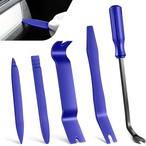 ZIBUYU® 5PCS Car Tool Kit Set -Non-Scratch Pry Car Trim Removal Tool Kit for Car Interior, Dash, Door & Audio Panel Disassembly, Durable Automotive Pry Tool for Repair (Blue)