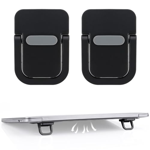 ZORBES® Portable Invisible Laptop Riser Stand Mini Self-Adhesive Laptop Stand Metal Lightweight Cooling Pad Compatible with MacBook, Lenovo, Dell & All Laptops Pack of-2