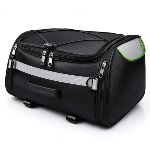 ZULFIQAR Bike Tail Bag 30L | Motorcycle Seat Luggage Storage Bag with Rain Cover, Heavy Duty Polyester, Secure 4 Point Anchoring for Touring, Travel & Long Rides - Black